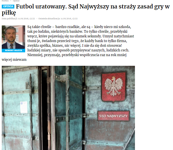 Futbol uratowany. Sąd Najwyższy na straży zasad gry w piłkę