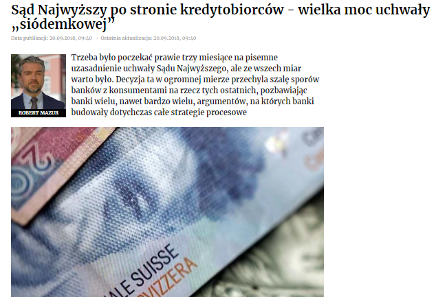 Sąd Najwyższy po stronie kredytobiorców - wielka moc uchwały „siódemkowej”