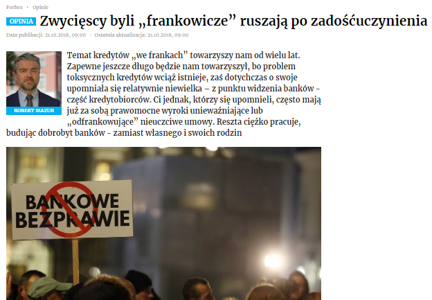 Zwycięscy byli „frankowicze” ruszają po zadośćuczynienia