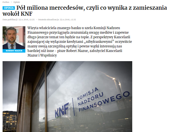 Pół miliona mercedesów, czyli co wynika z zamieszania wokół KNF